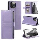 For iPhone 12 Pro Max Simple 6-Card Wallet Leather Phone Case(Purple) - 1