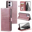 For iPhone 12 mini Simple 6-Card Wallet Leather Phone Case(Rose Gold) - 1