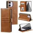 For iPhone 12 mini Simple 6-Card Wallet Leather Phone Case(Brown) - 1