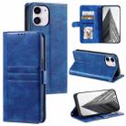 For iPhone 12 mini Simple 6-Card Wallet Leather Phone Case(Blue) - 1