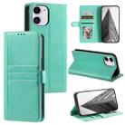 For iPhone 12 mini Simple 6-Card Wallet Leather Phone Case(Green) - 1