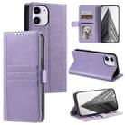 For iPhone 12 mini Simple 6-Card Wallet Leather Phone Case(Purple) - 1