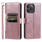 For iPhone 16 Pro Max Simple 6-Card Wallet Leather Phone Case(Rose Gold) - 3