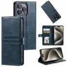 For iPhone 16 Pro Max Simple 6-Card Wallet Leather Phone Case(Navy Blue) - 1