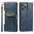 For iPhone 16 Pro Max Simple 6-Card Wallet Leather Phone Case(Navy Blue) - 3