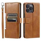 For iPhone 16 Pro Max Simple 6-Card Wallet Leather Phone Case(Brown) - 3