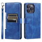 For iPhone 16 Pro Max Simple 6-Card Wallet Leather Phone Case(Blue) - 3