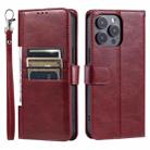 For iPhone 16 Pro Max Simple 6-Card Wallet Leather Phone Case(Wine Red) - 3