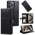 For iPhone 16 Pro Max Simple 6-Card Wallet Leather Phone Case(Black) - 1