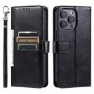 For iPhone 16 Pro Max Simple 6-Card Wallet Leather Phone Case(Black) - 3