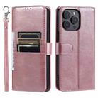 For iPhone 16 Pro Simple 6-Card Wallet Leather Phone Case(Rose Gold) - 3