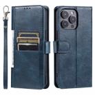 For iPhone 16 Pro Simple 6-Card Wallet Leather Phone Case(Navy Blue) - 3