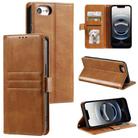 For iPhone 16e Simple 6-Card Wallet Leather Phone Case(Brown) - 1