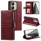 For Xiaomi Redmi 13C 4G/5G Simple 6-Card Wallet Leather Phone Case(Wine Red) - 1