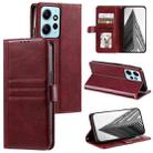 For Xiaomi Redmi Note 12 4G Simple 6-Card Wallet Leather Phone Case(Wine Red) - 1
