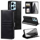 For Xiaomi Redmi Note 12 4G Simple 6-Card Wallet Leather Phone Case(Black) - 1