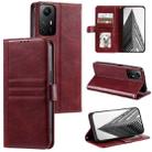 For Xiaomi Redmi Note 12S Simple 6-Card Wallet Leather Phone Case(Wine Red) - 1