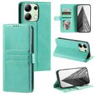 For Xiaomi Redmi Note 13 4G Simple 6-Card Wallet Leather Phone Case(Green) - 1