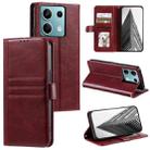 For Xiaomi Redmi Note 13 5G Simple 6-Card Wallet Leather Phone Case(Wine Red) - 1