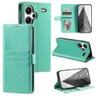 For Xiaomi Redmi Note 13 Pro+ Simple 6-Card Wallet Leather Phone Case(Green) - 1