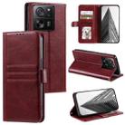 For Xiaomi Redmi K60 Ultra Simple 6-Card Wallet Leather Phone Case(Wine Red) - 1