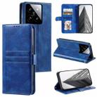 For Xiaomi 14 Simple 6-Card Wallet Leather Phone Case(Blue) - 1