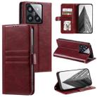 For Xiaomi 14 Pro Simple 6-Card Wallet Leather Phone Case(Wine Red) - 1