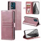 For Motorola Moto E13 Simple 6-Card Wallet Leather Phone Case(Rose Gold) - 1