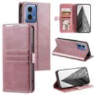 For Motorola Moto G34 Simple 6-Card Wallet Leather Phone Case(Rose Gold) - 1