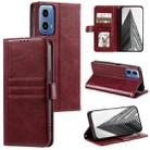 For Motorola Moto G34 Simple 6-Card Wallet Leather Phone Case(Wine Red) - 1