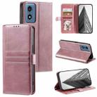 For Motorola Moto G Play 2024 Simple 6-Card Wallet Leather Phone Case(Rose Gold) - 1