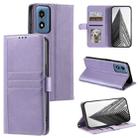 For Motorola Moto G Play 2024 Simple 6-Card Wallet Leather Phone Case(Purple) - 1