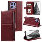 For Motorola Edge 50 Pro Simple 6-Card Wallet Leather Phone Case(Wine Red) - 1