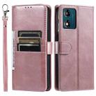 For Motorola Moto E14 Simple 6-Card Wallet Leather Phone Case(Rose Gold) - 2