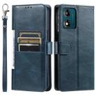 For Motorola Moto E14 Simple 6-Card Wallet Leather Phone Case(Navy Blue) - 2