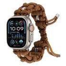 For Apple Watch Ultra 49mm Screw Nut Braided Paracord Watch Band(Coffee) - 1