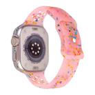 For Apple Watch SE 2023 44mm Jelly Color Dots Liquid Silicone Watch Band(Pink) - 1