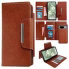 For Google Pixel 8 Multifunctional 7-Card Wallet Leather Phone Case(Brown) - 1