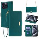 For iPhone 15 Pro Crossbody Chain Leather Phone Case(Green) - 1