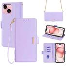 For iPhone 15 Plus Crossbody Chain Leather Phone Case(Purple) - 1