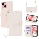 For iPhone 15 Plus Crossbody Chain Leather Phone Case(White) - 1