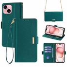 For iPhone 15 Crossbody Chain Leather Phone Case(Green) - 1