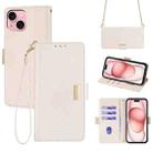 For iPhone 15 Crossbody Chain Leather Phone Case(White) - 1