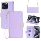 For iPhone 13 Pro Max Crossbody Chain Leather Phone Case(Purple) - 1