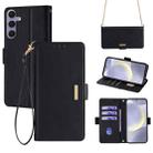 For Samsung Galaxy S24 5G Crossbody Chain Leather Phone Case(Black) - 1