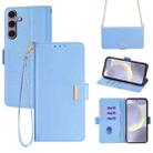 For Samsung Galaxy S24 5G Crossbody Chain Leather Phone Case(Blue) - 1