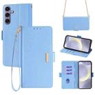 For Samsung Galaxy S24+ 5G Crossbody Chain Leather Phone Case(Blue) - 1