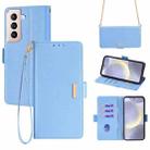 For Samsung Galaxy S21+ 5G Crossbody Chain Leather Phone Case(Blue) - 1