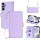 For Samsung Galaxy S21+ 5G Crossbody Chain Leather Phone Case(Purple) - 1