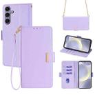 For Samsung Galaxy M54 5G Crossbody Chain Leather Phone Case(Purple) - 1